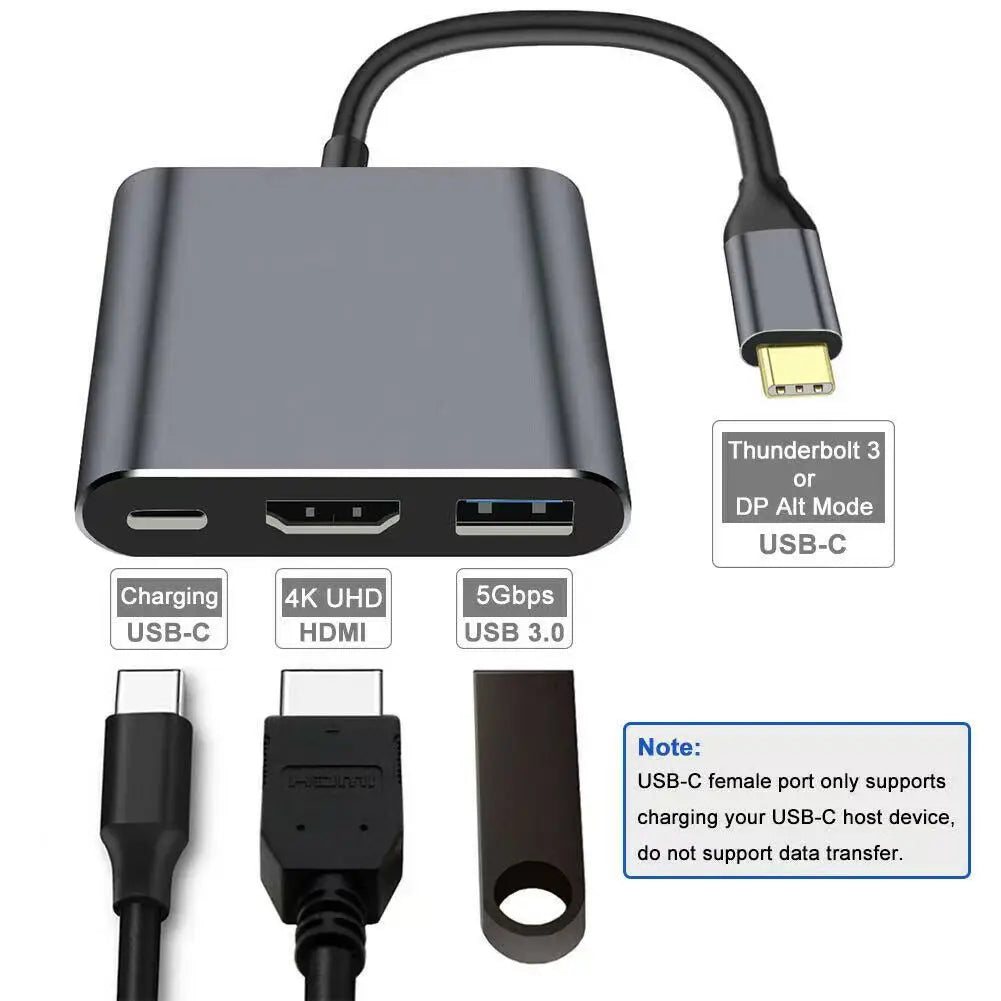 Whavi 3-in-1 USB-C Hub - HDMI, USB 3.0 & PD Charging