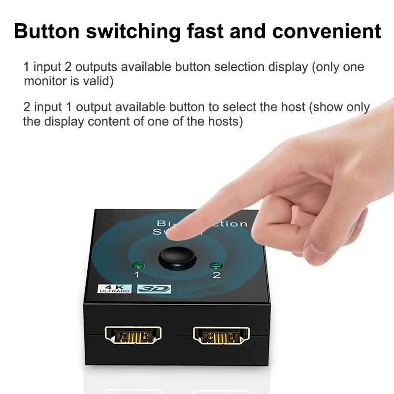 Whavi 4K HDMI Switch - 2-Port Bi-Directional Splitter