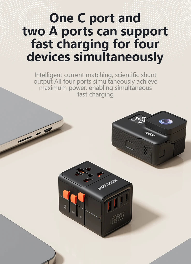 Whavi 65W Universal Travel Adapter - USB-C Fast Charging