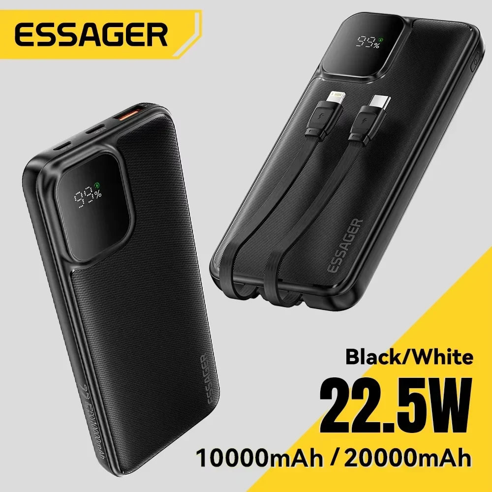 Whavi 20,000mAh Fast Charge Power Bank with Built-In Cables