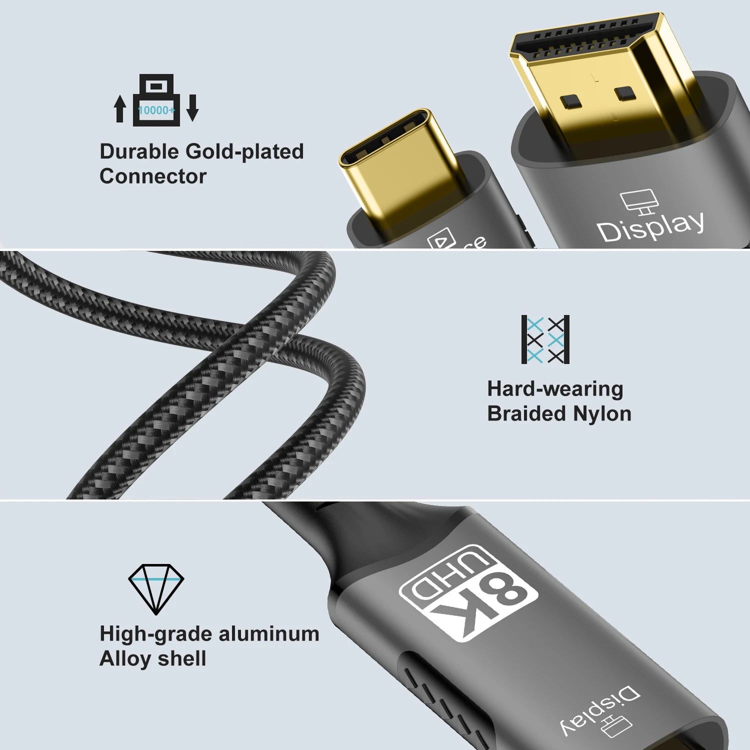Whavi USB-C to HDMI Cable - 8K / 4K Display Ready