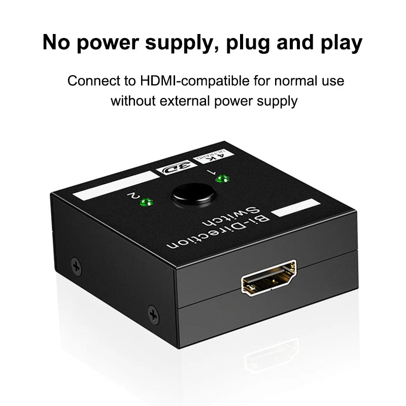 Whavi 4K HDMI Switch - 2-Port Bi-Directional Splitter