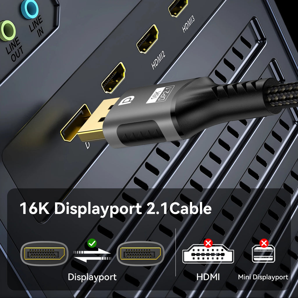 Whavi DisplayPort 2.1 Gaming Cable - 4K / 8K Ready