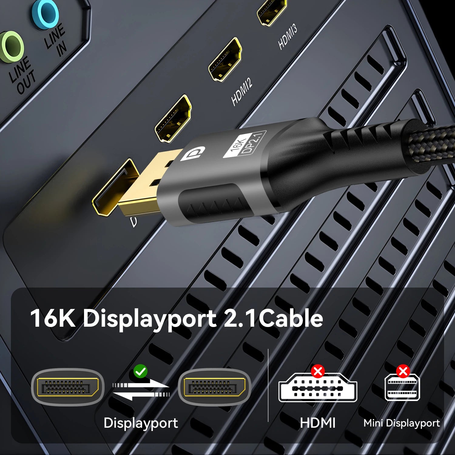 Whavi DisplayPort 2.1 Gaming Cable - 4K / 8K Ready