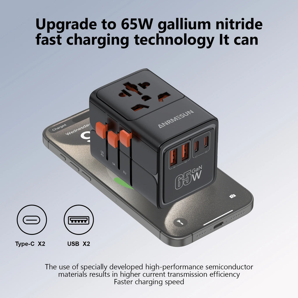 Whavi 65W Universal Travel Adapter - USB-C Fast Charging