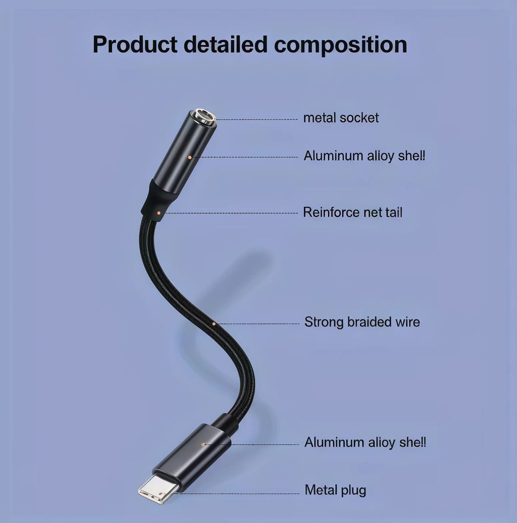 Whavi USB-C to AUX Adapter - 3.5mm Audio Jack