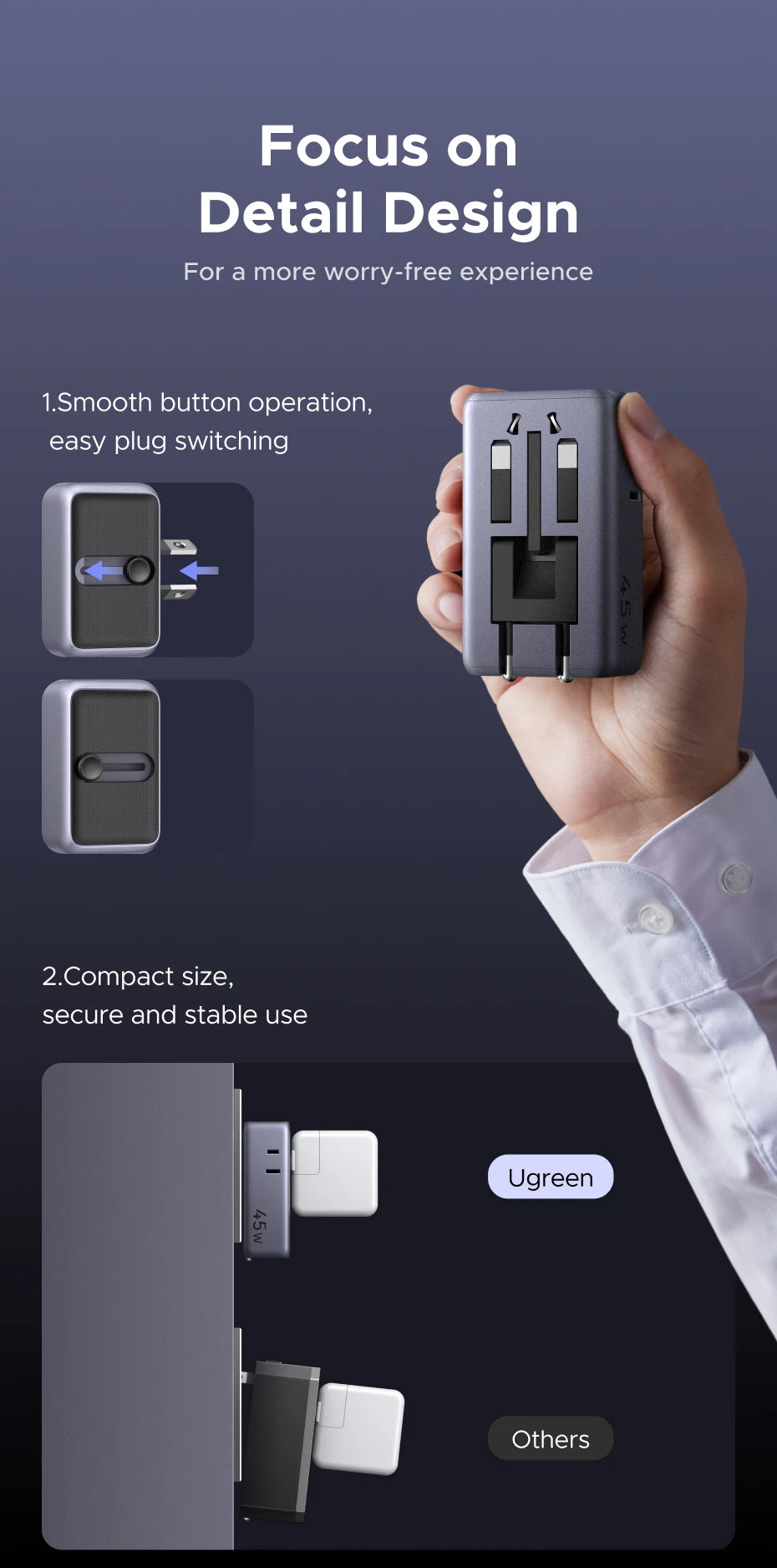 Whavi 45W Universal Travel Adapter - 6-Device Fast Charge