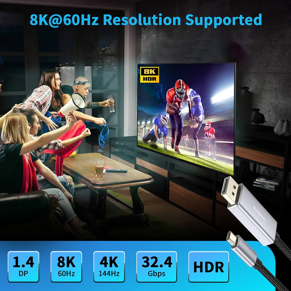 Whavi USB-C to DisplayPort Cable - 4K / 8K Ready
