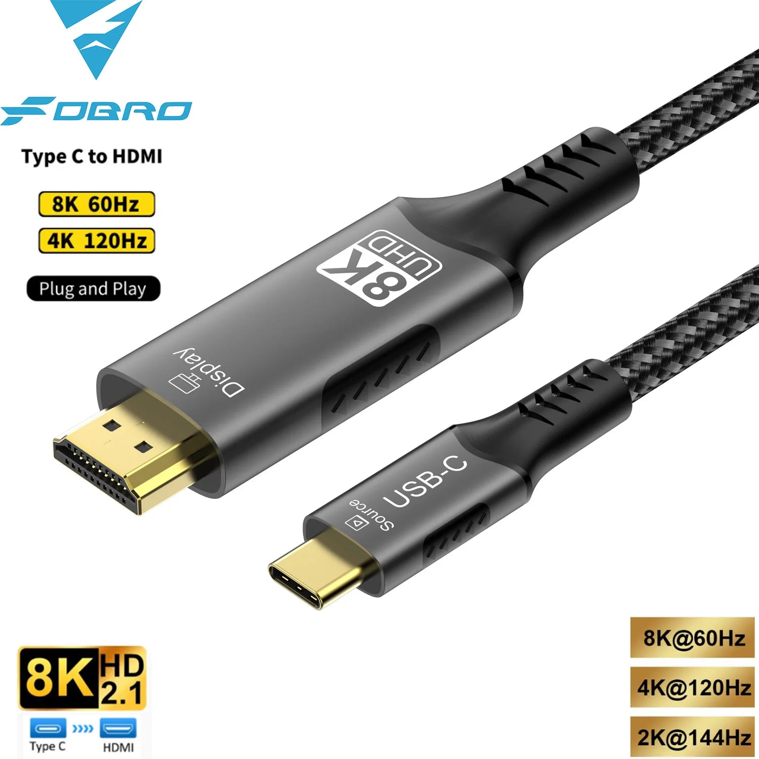 Whavi USB-C to HDMI Cable - 8K / 4K Display Ready