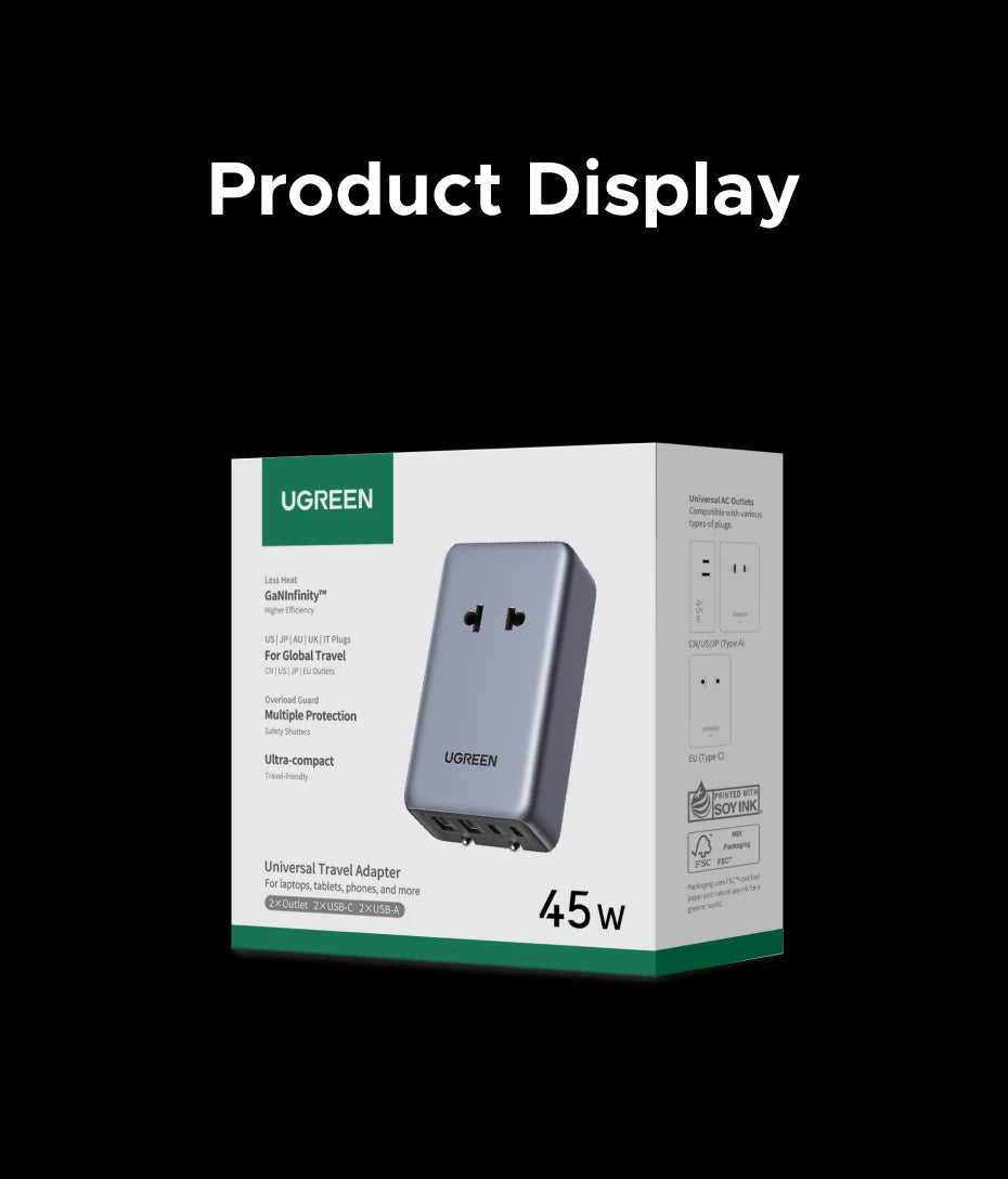 Whavi 45W Universal Travel Adapter - 6-Device Fast Charge