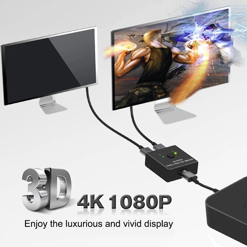 Whavi 4K HDMI Switch - 2-Port Bi-Directional Splitter