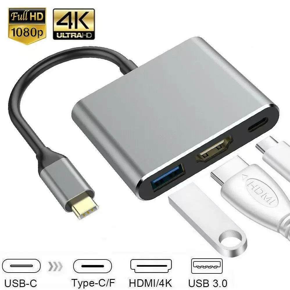 Whavi 3-in-1 USB-C Hub - HDMI, USB 3.0 & PD Charging