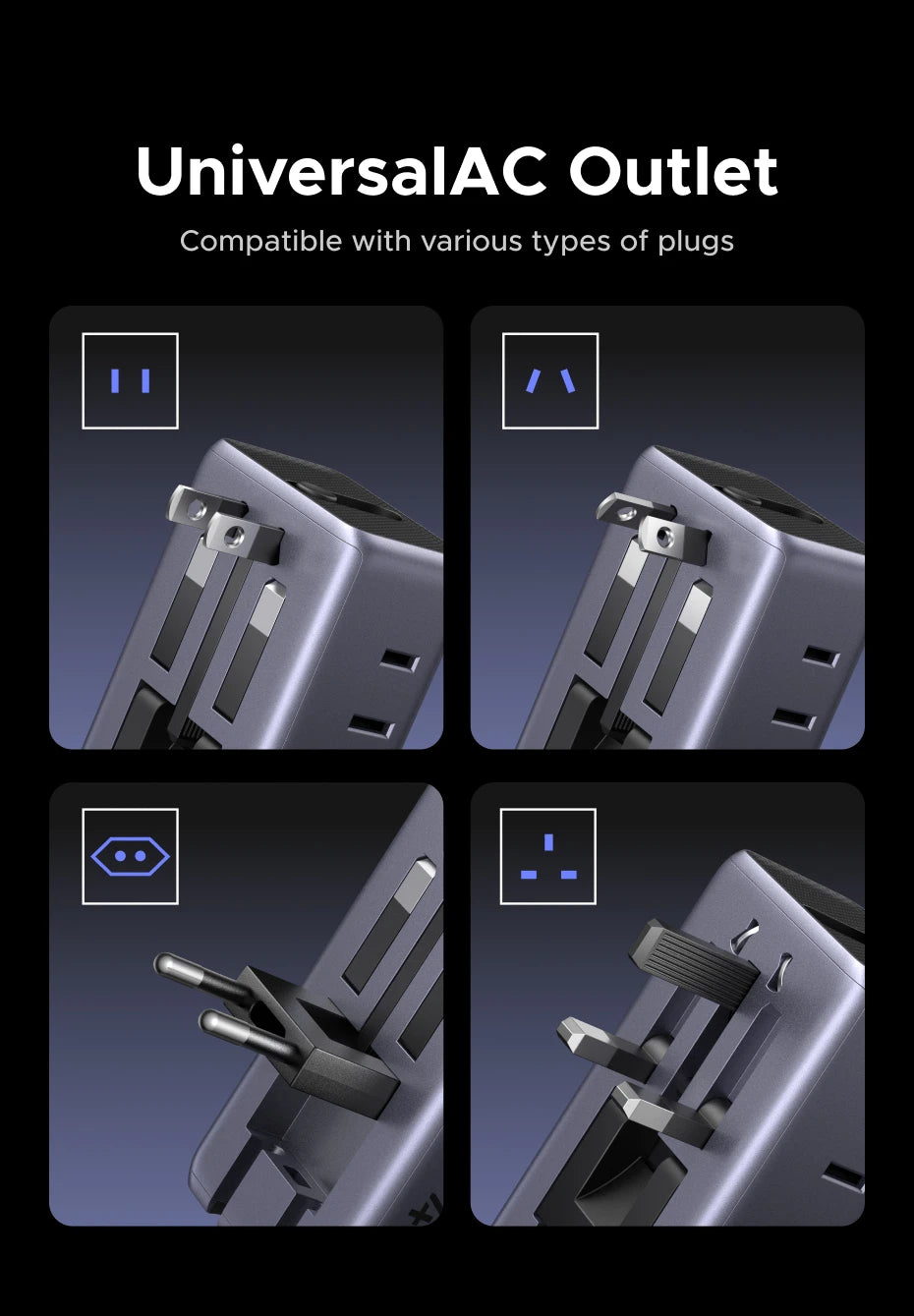 Whavi 45W Universal Travel Adapter - 6-Device Fast Charge
