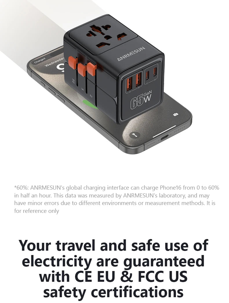 Whavi 65W Universal Travel Adapter - USB-C Fast Charging