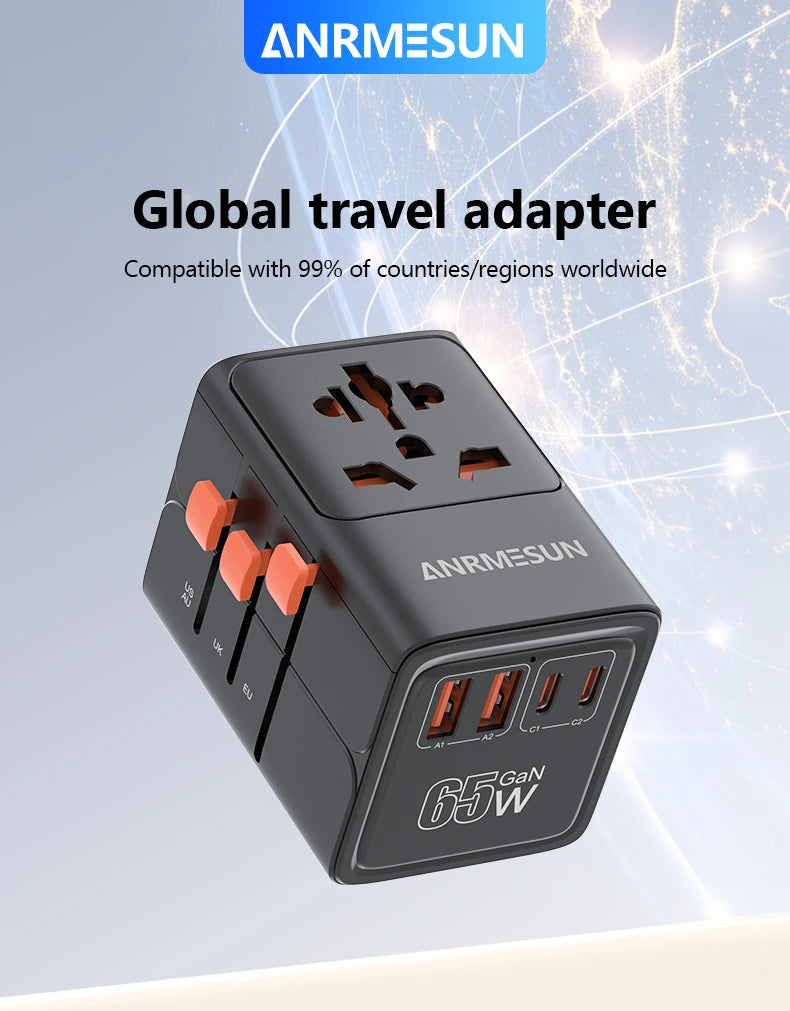 Whavi 65W Universal Travel Adapter - USB-C Fast Charging