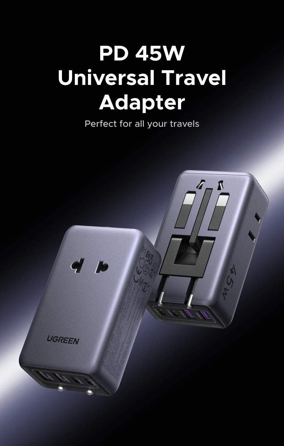 Whavi 45W Universal Travel Adapter - 6-Device Fast Charge