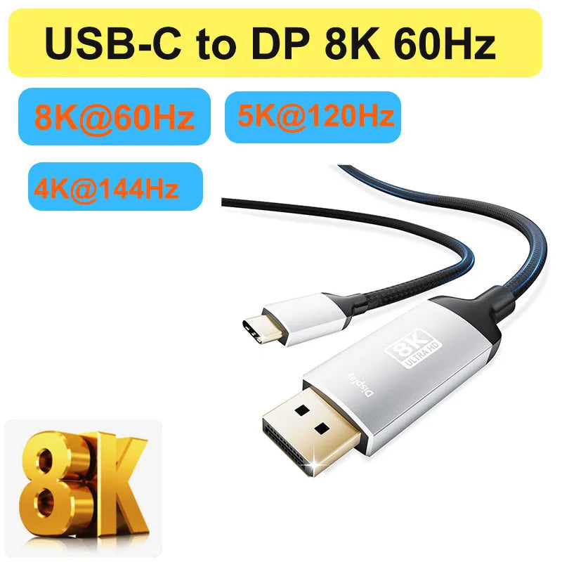 Whavi USB-C to DisplayPort Cable - 4K / 8K Ready