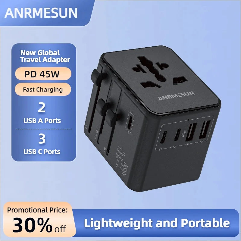Whavi Universal Travel Adapter - 20W to 65W USB-C Fast Charging