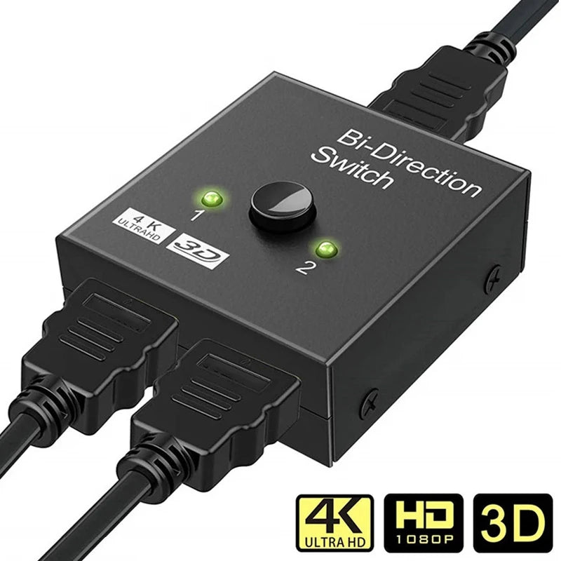 Whavi 4K HDMI Switch - 2-Port Bi-Directional Splitter