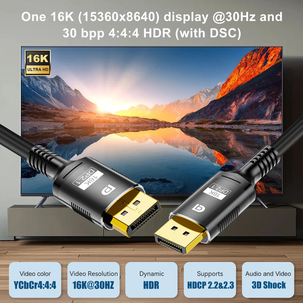 Whavi DisplayPort 2.1 Gaming Cable - 4K / 8K Ready