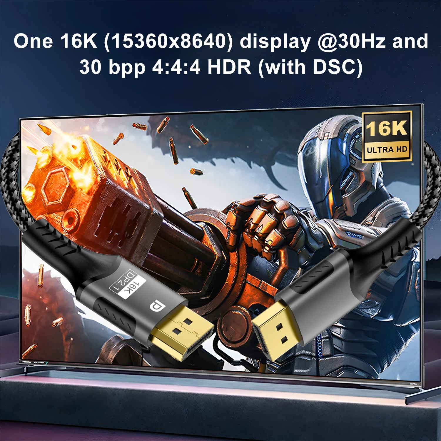 Whavi DisplayPort 2.1 Gaming Cable - 4K / 8K Ready